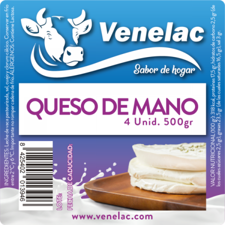 Queso de Mano Venelac 500 Grs