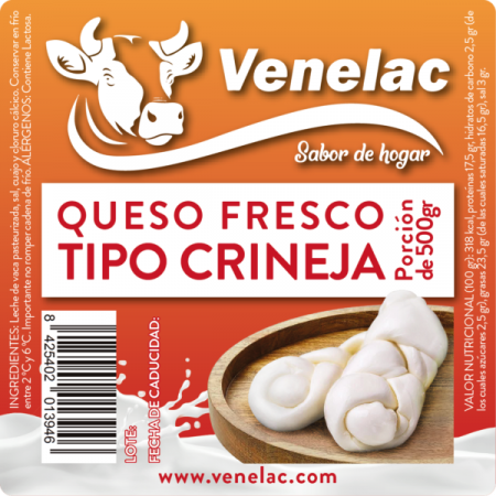 Queso clineja Venelac  Trenza 500 Grs