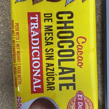 Chocolate Cacao de Mesa sin Azucar El Dorado 250 Grs